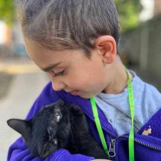 Black foi resgatado da rua e é companheiro do pequeno Arthur