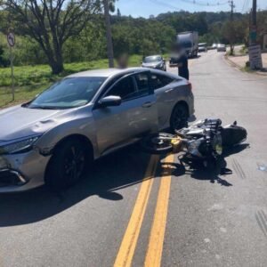 Acidente entre carro e moto deixa motociclista ferido em Valinhos
